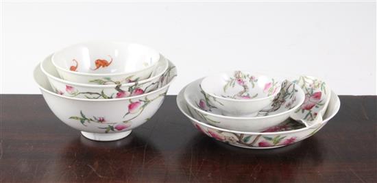 A group of Chinese famille rose bowls and dishes, late 19th / early 20th century,